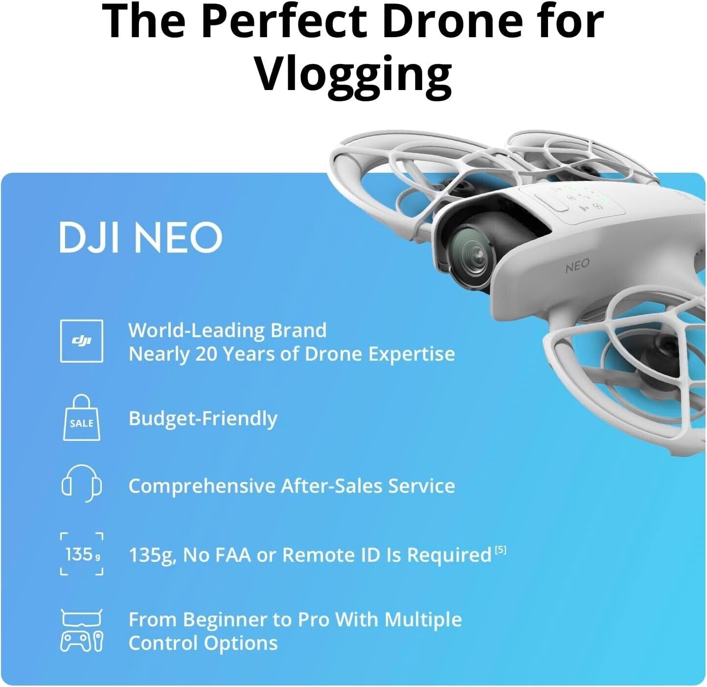 DJI Neo, Mini Drone with 4K UHD Camera for Adults, 135g Self Flying Drone I NEW